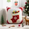 Funda de almohada navideña transfronteriza, bordada con Santa Claus y copos de nieve, una funda de cojín de sofá lujosa y minimalista