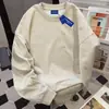 Camiseta Lisa de Cor Pura com Manga Longa Estilo Americano Simples para Homens e Mulheres, Nova Camiseta Básica Estilo Ins Primavera e Outono, Top Solto Versátil