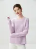 Textura de punto delicada_Suéter de cachemira con jacquard hueco de cuello redondo Otoño e Invierno para mujer Patrón de diamantes francés Suéter de punto suelto, suave y esponjoso