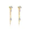 Nuevos Pendientes de Plata de Ley S925 con Cadena de Trébol y Borla con Diamante Estilo Coreano de Moda Pendientes de Gama Alta