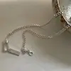 Colar de Prata Esterlina 925 com Design de Nicho Estilo Coreano para Mulheres com Pingente de Letra, Corrente Única para Clavícula, Versátil e Temperamento de Nicho