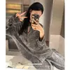 Pijama Derong para Mujer Otoño e Invierno Nuevo Cardigan Estampado de Leopardo Solapa Engrosado Alta Calidad Holgado Conjunto de Ropa para el Hogar de Pareja