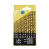 Juego de 13 Brocas Helicoidales de Acero de Alta Velocidad Recubiertas de Titanio, Juego Combinado de 19 Brocas Helicoidales Recubiertas de Titanio para Perforar Madera y Plástico