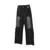 Pantalones vaqueros desgastados con bolsillos y diseño de calle principal estadounidense para hombre, estilo hip hop, rectos, sueltos y lavados, largos