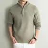 Suéter de punto de alta gama para hombre, nueva colección otoño 2026, con media cremallera, corte holgado estilo coreano, suéter con cuello alto para hombre