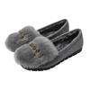 T20 Huidong Yixinda 2025 Outono/Inverno Sapatos de Pelúcia de Pele de Coelho para Mulheres com Laço, Forrados com Lã, Quentes e Espessos