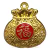 Bolsa de Dinero con Carácter Fu Guochao Llavero Colgante Collar Nuevo Estilo Chino Colgante Aleación Color que se Conserva Galvanoplastia Hueco Bolsa de la Suerte Venta al por Mayor