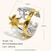 Pulsera Bicolor de Nicho Estilo Oceánico Transfronterizo Europeo y Americano Anillo Abierto de Acero Inoxidable Chapado en Oro de 18K con Palmera, Estrella de Mar, Coral para Mujer