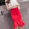 Falda con Volantes Otoño 2022 Nueva Moda para Mujer Elegante Ol Profesional Falda Lápiz Adelgazante de Cintura Alta con Estilo Grácil