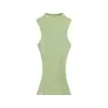 Ropa exterior de punto sin mangas de estilo coreano minimalista de alta gama, cuello alto ajustado, para mujer, con un estilo de chica popular.