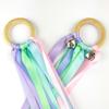 Fita de arco-íris transfronteiriça Círculo de madeira sensorial para bebês Educação infantil Pulseira Montessori Brinquedos educativos infantis Brinquedos de dança de fita