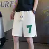 Shorts brancos simples masculinos de verão finos marca de moda listrados vestuário externo calças esportivas curtas masculinas soltas calças de praia