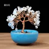 Base de posavasos de árbol de cristal natural, árbol de la fortuna con virutas de cristal amarillo, árbol del dinero, decoración de fortuna para el hogar y la oficina, venta al por mayor