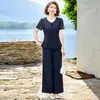 Día de la Madre Nuevo Conjunto de Dos Piezas de Moda Veraniega Top Floral 3D Pantalones Rectos Adelgazantes Conjunto de Ropa para Madre
