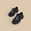 Zapatos de Cuero Pequeños Verano 2021 Nuevos Plataforma de Suela Gruesa Zapatos Negros Pequeños para Mujer Estilo Japonés Zapatos de Cuero de Punta Ancha Estilo Preppy Británico