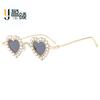 Óculos de Sol Novos Estilo Coração Cravejados de Diamante para Mulheres, Óculos Versáteis de Alta Qualidade Estilo Coreano, Óculos de Sol Tendência de Luxo para Fotos Transfronteiriços