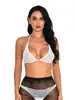 Yue Die Lencería Sexy Medias Navideñas con Pedrería Bikini de Pierna Abierta en Cuatro Direcciones Conjunto de Pantalones de Red W48