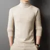 Suéter de comercio exterior, nuevo suéter de punto fino de cuello alto liso para otoño e invierno para hombre, camiseta básica de punto de manga larga para hombre