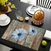 Manteles Temu Transfronterizos de Primavera y Verano con Flores de Hortensia y Estampados de Mariposas, Resistentes a las Manchas, Antideslizantes, Aislantes del Calor