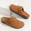 Pantuflas Cerradas Transfronterizas para Hombre, Zapatos Estilo Birkenstock con Suela de Madera para Interiores, Sandalias Casuales de Medio Paso para Hombre Talla Grande, Estilo Pareja