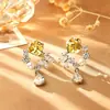 Pendientes de Flor de Perla de Circonita Super Brillantes, Lujo Ligero, Modernos, de Alta Gama, Pendientes Elegantes y Graciosos, Accesorios Frescos y Dulces