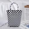 Bolsa tejida a mano a cuadros de color veraniego, bolsa para estudiante, viajes, vacaciones en la playa, moda dopamina, bolso versátil
