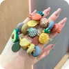 Ins Faixa de Cabelo Colorida com Frutas Feminina Menina Fofa Faixa para Couro Cabeludo Faixa de Cabelo Alta Elasticidade Couro Grosso Conjunto Corda de Cabelo Novo Estilo