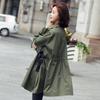 Gabardina de leche de papaya para mujer, estilo coreano de longitud media, primavera y otoño, nueva, verde militar, talla grande, informal, de manga larga, ropa de primavera y otoño