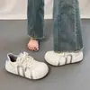 Tenis Blancos de Suela Gruesa para Mujer, Nuevo Estilo Verano 2026, con Cordones, Zapatillas de Entrenamiento de Moda Alemanas, Zapatos Casuales Versátiles Que Son Cómodos y No Cansan Tus Pies