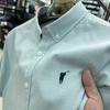 Camisa de Manga Corta Bordada Paul 100% Algodón Transfronteriza Casual Oxford para Hombre Camisa de Color Sólido para Hombre Verano