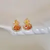 Brincos de Zircônia Cristal em Forma de Cabaça para Mulheres, Design Único de Nicho, Luxo Leve, Brincos que Aumentam a Riqueza Feng Shui, Brincos de Alta Qualidade
