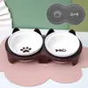 Tigela Dupla Cerâmica para Gatos, Tigela de Água com Proteção de Pescoço, Boca Inclinada Elevada, Tigela de Comida para Gatos, Tigela de Água, Tigela para Pets, Acessórios para Pets