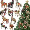 Novo conjunto de decoração de Natal com 40 peças: Vaca de Natal, Cavalo de Natal, Enfeites de madeira de vaca das Terras Altas, Decorações para pendurar na árvore de Natal