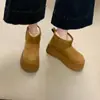 Botas de Cano Alto Pelúcia Acolchoadas Grossas de Algodão Cano Curto Grande Tendência Cor Café Botas de Neve de Inverno Femininas 2026 Botas de Algodão Sola Fashion