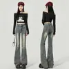 Jeans Flares Vintage de Cintura Alta para Mulheres Outono 2025 Novo Slim Fit Petite Populares Calças Bootcut