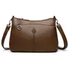 Bolso de Hombro de Cuero Suave de Moda Transfronterizo para Mujer, Popular en Transmisiones en Vivo, Bolso Cruzado Sencillo con Múltiples Compartimentos, Bolso para Mamá Viajera