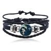 Punk Gema Luminosa 12 Constelações Pulseira de Couro Vaca Personalizada Tecida Net Red Vento Pulseira 12 Constelações Pulseira de Couro