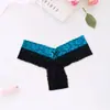 Fornecimento de Comércio Exterior Nova Renda Colorida Roupa Íntima Feminina Macia Respirável Sexy Algodão na Virilha Tanga de Cintura Baixa Calcinhas