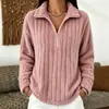 2026 Ropa de Mujer Europea y Americana Transfronteriza Otoño/Invierno Nuevo Felpa Media Cremallera Cuello Solapa Manga Larga Casual Cálido Sudadera Top para Mujer