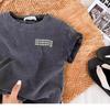Camiseta de manga corta de algodón puro estilo antiguo para niños, nueva y atractiva camiseta de verano, estilo coreano que combina con todo, top de cuello redondo para niños de talla pequeña y mediana