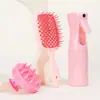 Botella de spray continuo de color atomización ultrafina botella de spray hidratante para belleza peine hueco para cabello liso traje de cepillo de champú de silicona