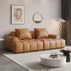 Sofá de Cuero Estilo Crema para Rascar Gatos para Apartamentos Pequeños, Salas de Estar, Casas de Alquiler, Sofá Minimalista de Línea Recta con Tela Puff