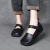 Sapatos de Vovó Quadrados de Couro Bovino de Primeira Camada Vintage Feitos à Mão com Solado Macio, Novos Sapatos Flats Femininos Estilo Floresta com Velcro