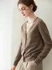Cárdigan 100% cachemira pura, novedad otoño e invierno 2026 para mujer, cuello en V, manga larga, versátil, de un solo botón, cachemira
