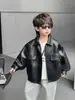Chaqueta de Cuero Resistente para Niños de Primavera y Otoño, Estilo Coreano, Chaqueta Casual Elegante y Genial para Niños, Ropa Exterior de Moda para Niños Pequeños