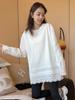 Camiseta Blanca de Largo Medio para Combinar con Todo con Costuras de Encaje para Mujer Camiseta Base de Manga Larga de Alta Calidad Adelgazante Top Interior para Mujer Primavera