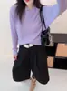 Suéter de Punto para Mujer para Otoño e Invierno, Jersey Ajustado con Cuello Solapa, Top de Manga Larga de Color Sólido, Suéter Sencillo y Versátil para Mujer