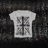Verano Y2K Retro Americano Europeo y Americano Gótico Cruz Strass Estampado Harajuku Cuello Redondo Camiseta Mujer Venta al por Mayor