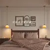 Lustre medieval pequeno de creme para cabeceira, lustre japonês retrô para quarto principal, lâmpada de atmosfera de vidro para varanda/corredor