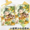 Cuaderno Nuevo Estilo Chica del Violín Tapa de Cuero A5 Páginas a Color, Diario Temático de Anime, Planificador, Diario
